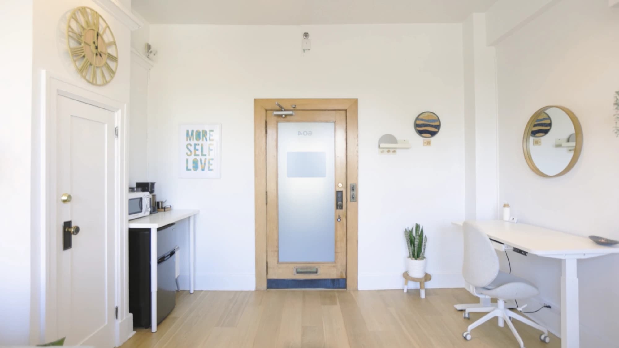 Entry area with 'More Self Love' sign